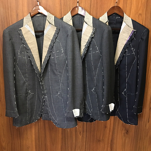 NHO2定制男新品 Huddersfield 赫德斯菲尔德手工半麻衬结婚西服套装