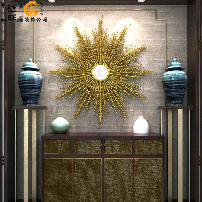 欧式铁艺太阳镜壁饰壁挂客厅酒店创意玄关金属装饰镜家居立体墙饰