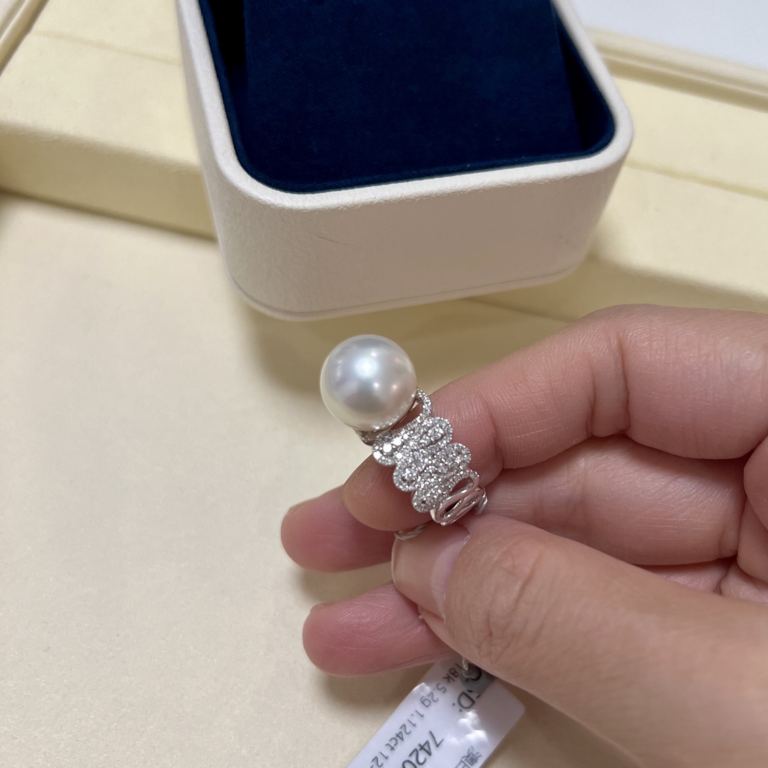 11.18澳白18K金钻石波浪宽戒指12-13mm