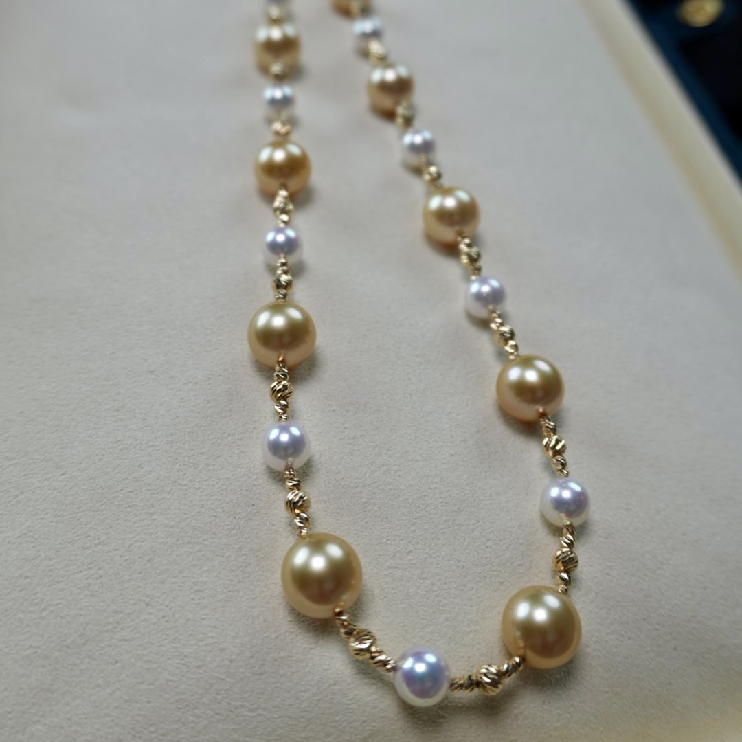 11.12南洋金珠18K金akoya编织款项链