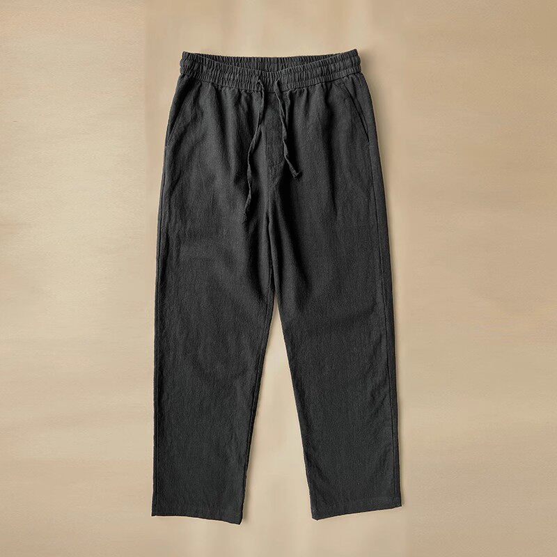 thumbnail for cleanfit wide-leg pants, men's summer thin trendy brand pants, straight leg, loose plush size cropped slacks, Chinese style