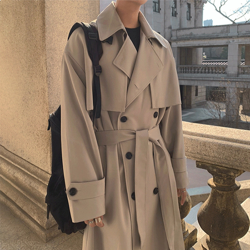 BRITISH TRENCH COAT MENS WINTER COTTON THICKENED KOREAN COAT MID-LENGTH DESIGN SENSE NICHE HIGH-END WINTER COAT