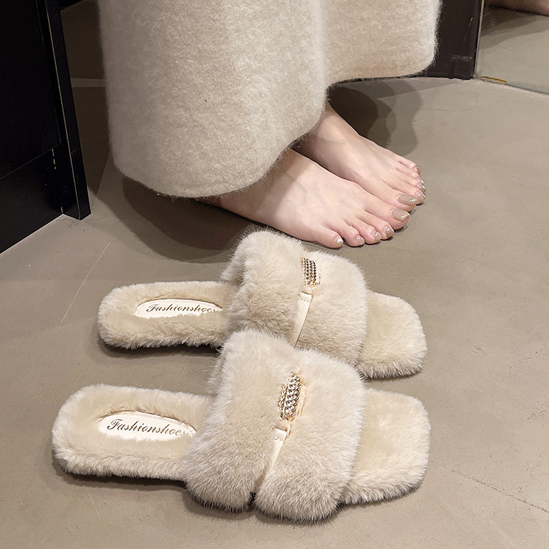 大码女鞋41到43胖脚宽肥平底毛毛拖女2025新款网红百搭休闲一字拖,女鞋,一字拖,淘宝优惠券,粉丝福利购,淘宝优惠卷