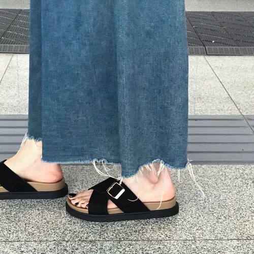 大码女拖鞋41一43胖脚宽肥勃肯一字凉拖鞋女一脚蹬懒人休闲沙滩鞋