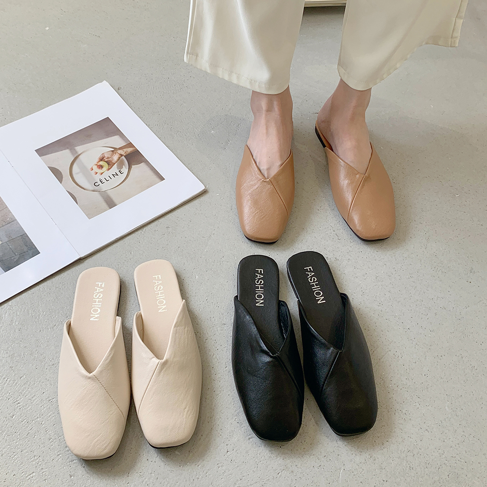 2025春季懒人包头半拖鞋女外穿无后跟舒适平底孕妇大码40 41 43夏,女鞋,包头拖,淘宝优惠券,粉丝福利购,淘宝优惠卷