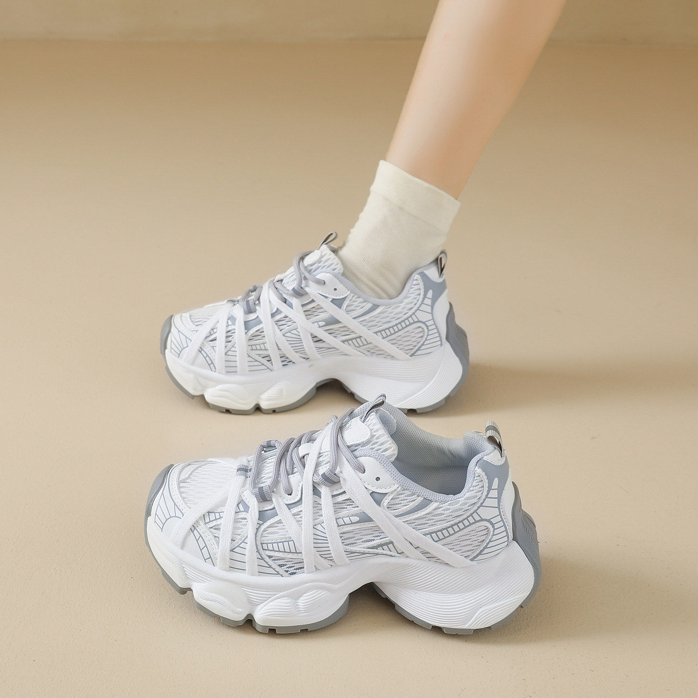 大码女鞋41到43胖脚宽肥厚底老爹鞋女2026新款炸街爆款网红运动鞋,女鞋,老爹鞋,淘宝优惠券,粉丝福利购,淘宝优惠卷