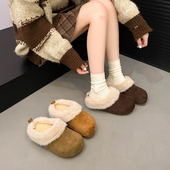 41到43胖脚宽肥大包头厚底毛毛勃肯鞋 码 女鞋 女穆勒一脚蹬加绒棉拖