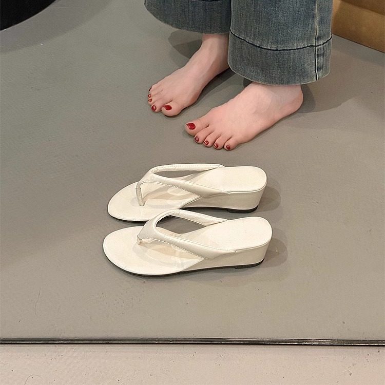 大码女拖鞋胖脚宽肥41一43增高坡跟夹脚人字拖鞋女仙女风沙滩凉拖,女鞋,人字拖,淘宝优惠券,粉丝福利购,淘宝优惠卷