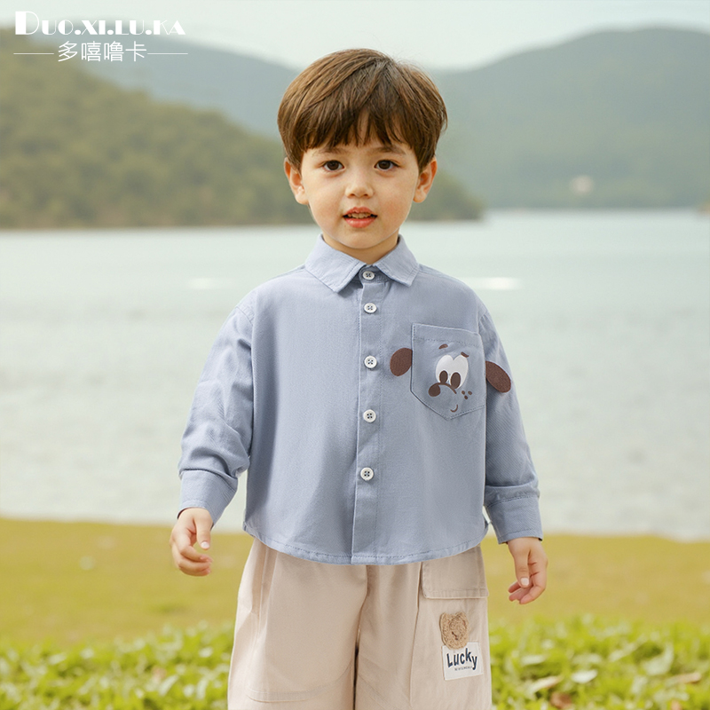 儿童衬衫2025新款春装男童衬衫上衣宝宝休闲纯棉衬衣女童衣服洋气