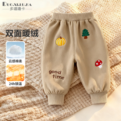儿童奥粒绒裤子男女童秋冬保暖裤中小童摇粒绒加厚加绒休闲卫裤潮