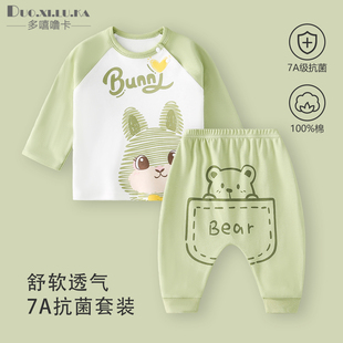 婴儿长袖春秋季套装长裤宝宝纯棉分体衣服男女童长袖T恤屁屁裤子