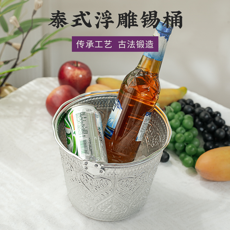 泰国进口特色泰式餐具野炊露营冰桶餐吧东南亚风格啤酒果汁冰桶
