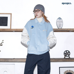 APOGE3阿保机秋冬季花瓣棒球服飞行夹克男潮牌宽松女毛呢外套国潮