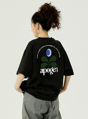 APOGE3阿保机 月亮花短袖宽松t恤女男圆领纯棉潮牌夏季oversize