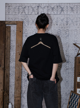 APOGE3阿保机 衣架搞怪印花美式复古短袖T恤男女同款宽松半袖上衣