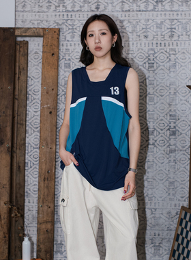 APOGE3阿保机 流隐球衣泽西风运动背心男女同款撞色拼接宽松健身