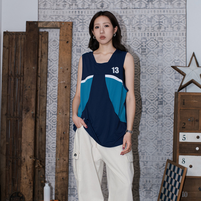 APOGE3阿保机 流隐球衣泽西风运动背心男女同款撞色拼接宽松健身