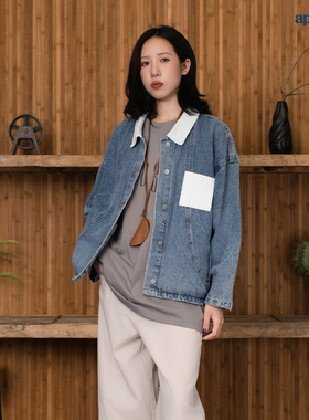 APOGE3阿保机月亮花牛仔外套男秋冬款潮牌宽松夹克女美式工装国潮