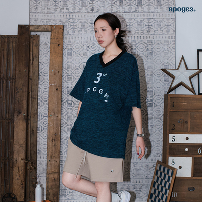 APOGE3阿保机 夏季短袖冰丝T恤男潮牌宽松透气美式针织球衣女V领