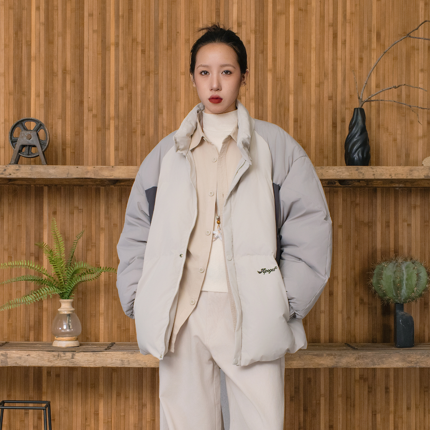 拼色羽绒服男宽松休闲潮牌外套