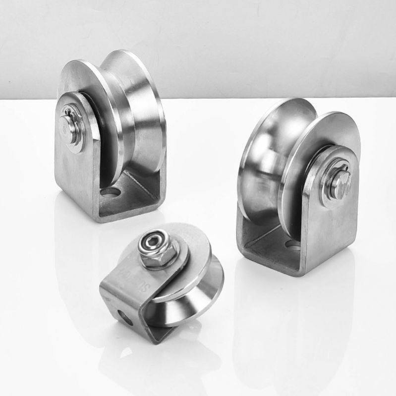 不锈钢轨道滑轮平移门v型u型h型定滑轮钢丝绳导线起重固定式滑轮