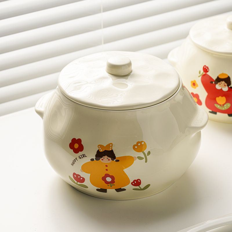 猪油罐家用可爱耐高温油罐陶瓷装荤油辣椒油红油罐子厨房容器带盖