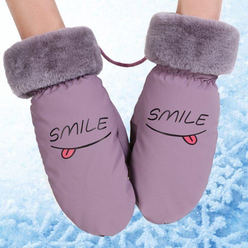 户外滑雪手套女士冬季保暖加厚加绒学生防风带绳防寒手套男冬防水