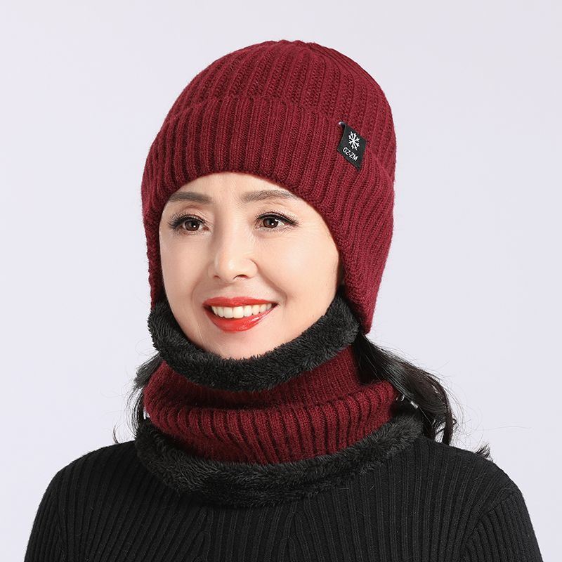 老人帽子女秋冬季中老年人妈妈奶奶保暖毛线帽老太太护耳针织帽女