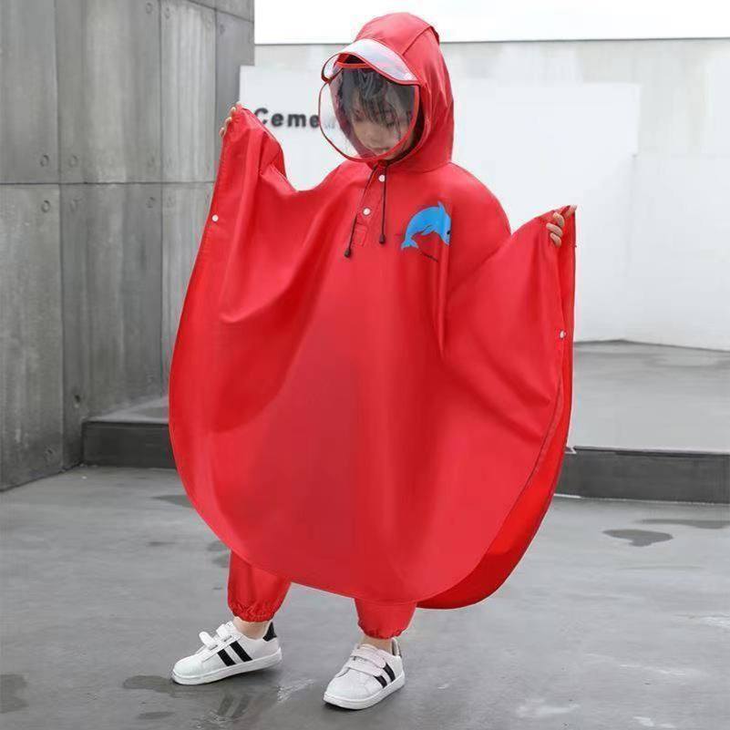 儿童雨衣带书包位斗篷式雨披长款加厚户外中大童雨衣防爆套头外套