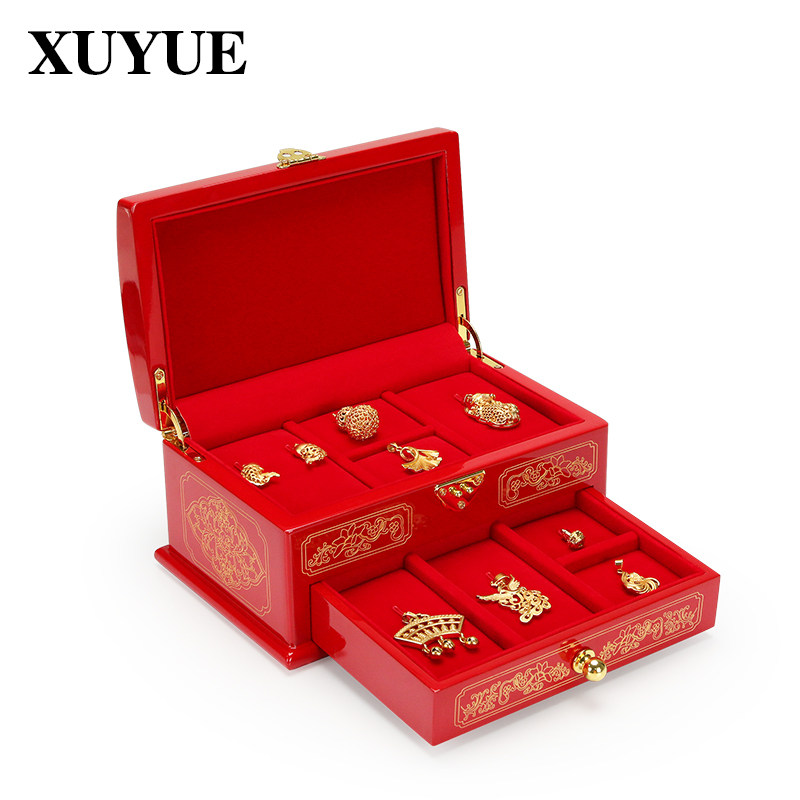 旭跃婚庆九宝盒结婚嫁妆盒子婚礼黄金首饰盒项链戒指耳环婚庆礼盒