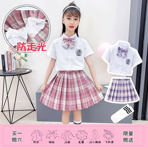 学院风夏季儿童jk制服裙套装格裙