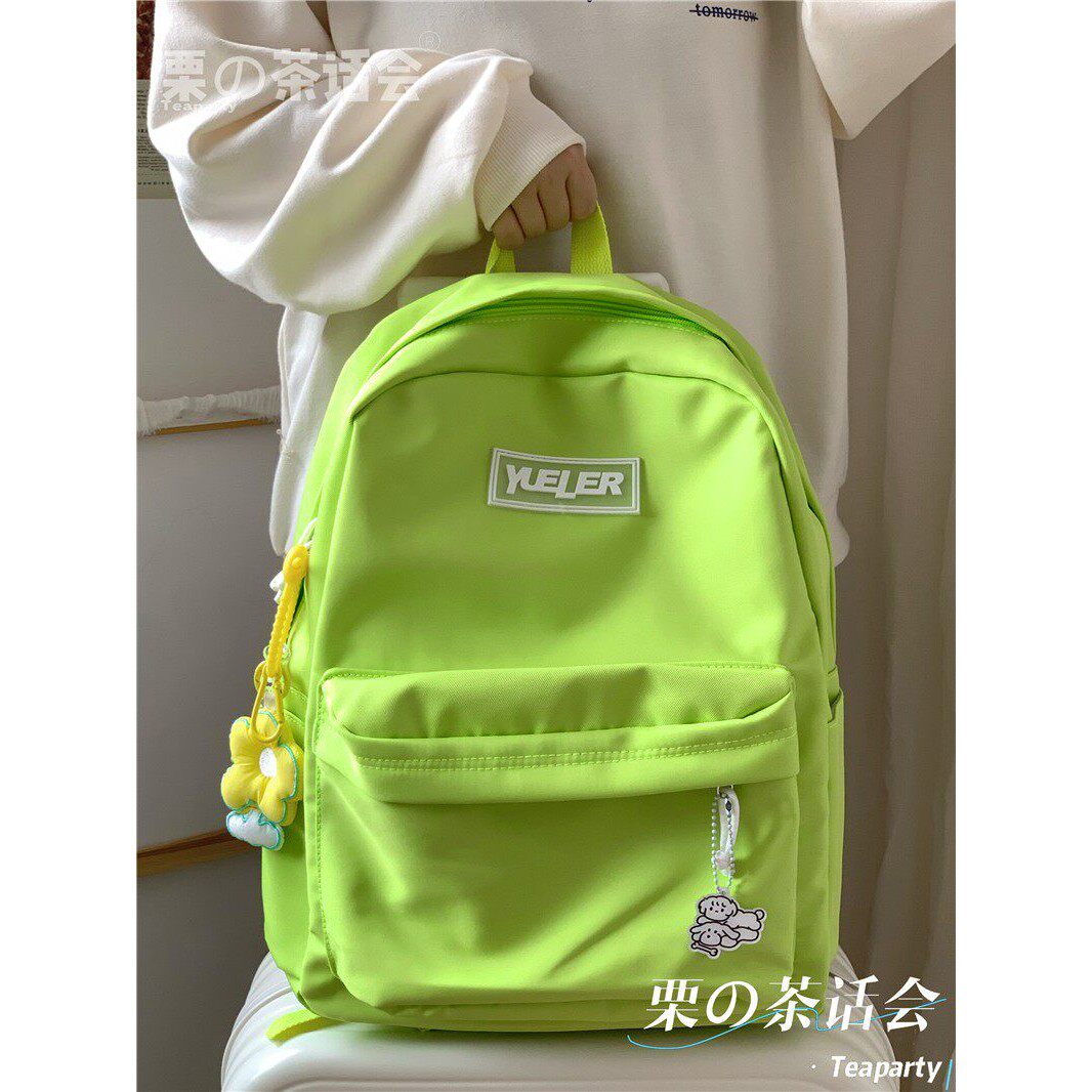 高颜值书包女 日系ins学院风双肩包纯色大学生简约百搭背包