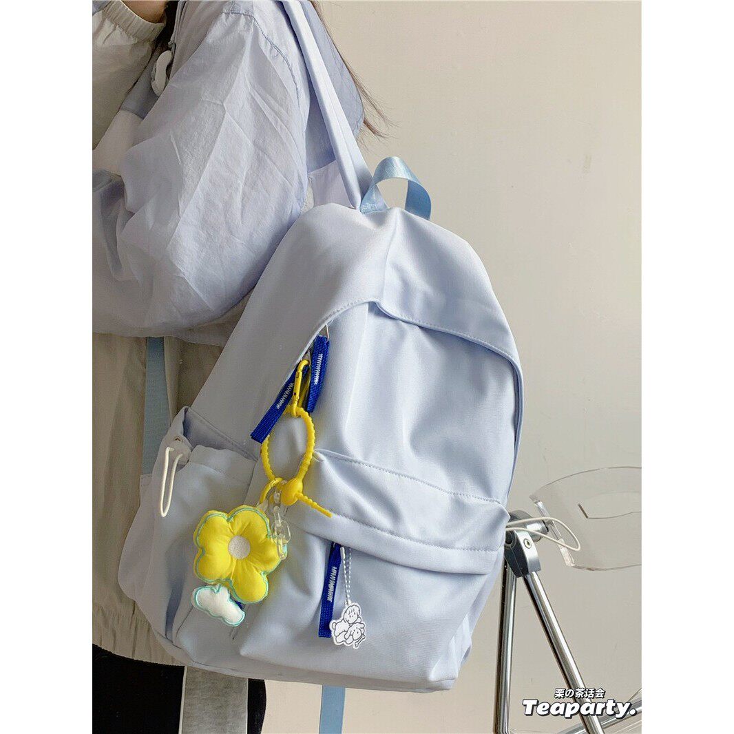 ins风日系软妹书包女 韩版纯色百搭少女背包初中生高中学生双肩包