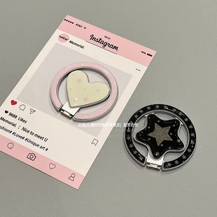ins爱心星星折叠磁吸手机支架超好看金属桌面支撑配件吸附式背贴超薄新款懒人追剧手机架适用苹果17promax16