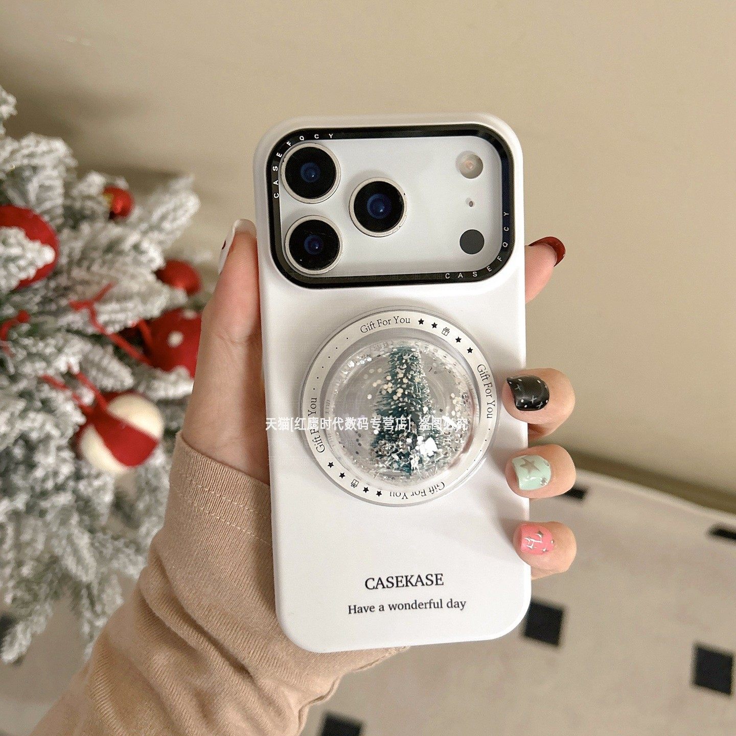 圣诞树流沙磁吸手机支架圣诞节周边magsafe吸附式背贴球形气囊支点桌面支撑配件强磁性适用苹果17promax16pro