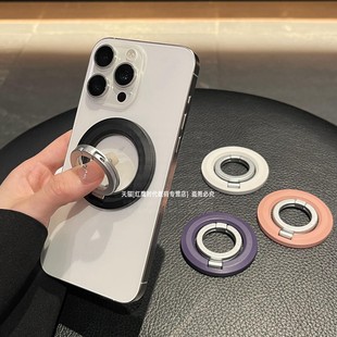 双环磁吸指环扣手机支架撞色甜甜圈可旋转车载双面吸附式背贴桌面支撑配件多功能贴片手持手机架适用苹果华为