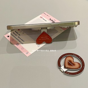 小众个性英文字母爱心折叠磁吸手机支架金属吸附式背贴强磁性贴片桌面支撑合金配件懒人追剧适用苹果17promax