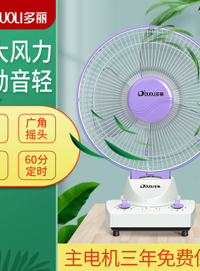 多丽FT1-25A台扇家用电风扇迷你摇头送风二级能效大风力定时