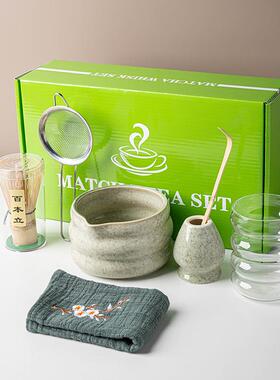 日式抹茶茶道工具百本立茶筅立茶碗套装带杯礼盒Matcha tools set