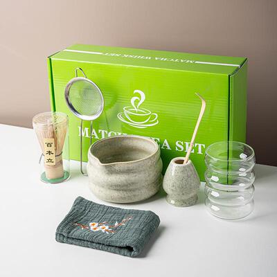 日式抹茶茶筅套装绿色礼盒