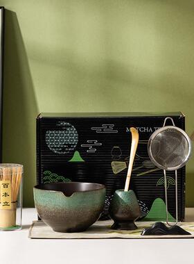 跨境日式陶瓷抹茶工具套装7件套抹茶碗茶筅立礼盒装Matcha set