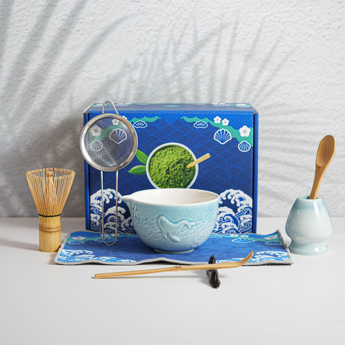 日式Matcha whisk set蝴蝶结陶瓷抹茶碗抹茶工具茶具套装礼盒装