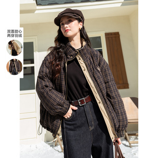 【贝贝&lagogo】LAGOGO卡梦格旅双面短款羽绒服女立领温暖外套