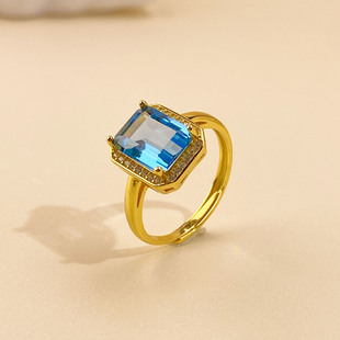 精工戒指空戒托S925纯银镶嵌空戒托宝石底托长方4*6-15*20mm通勤