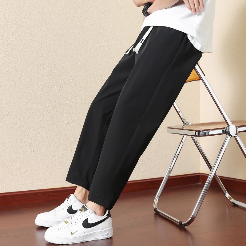 2025夏季新款直筒青春流行长裤休闲纯色冰丝九分裤大码运动裤2302，女装休闲裤，星座1816-1（原1210-1）