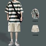 主推2025夏季新款青少年大码休闲男士大码工装短裤套装TZ1111-P36，男装休闲套装，星座1816-1（原1210-1）