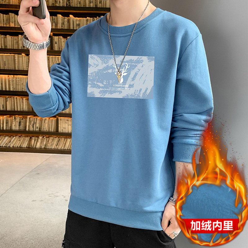 2025秋冬新款潮流男士小鹿印花加绒卫衣大码JR050-P19图片