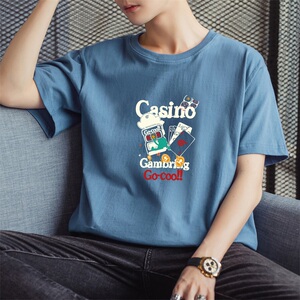 现货主推量大8块2025夏季新款男士大码印花圆领短袖T恤DT176-P10图片