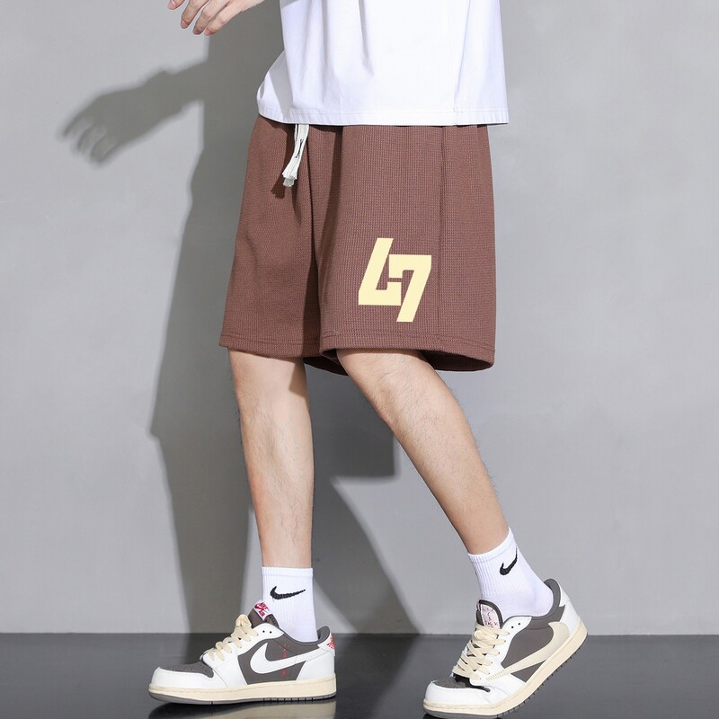 现货2025夏季新款华夫格短裤青少年印花直筒五分裤大码DK702-P15,男装休闲裤,星座1816-1（原1210-1）