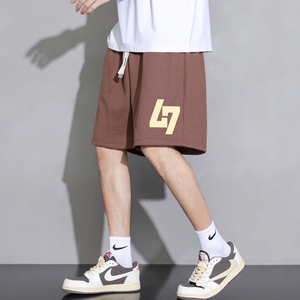 现货2025夏季新款华夫格短裤青少年印花直筒五分裤大码DK702-P15图片